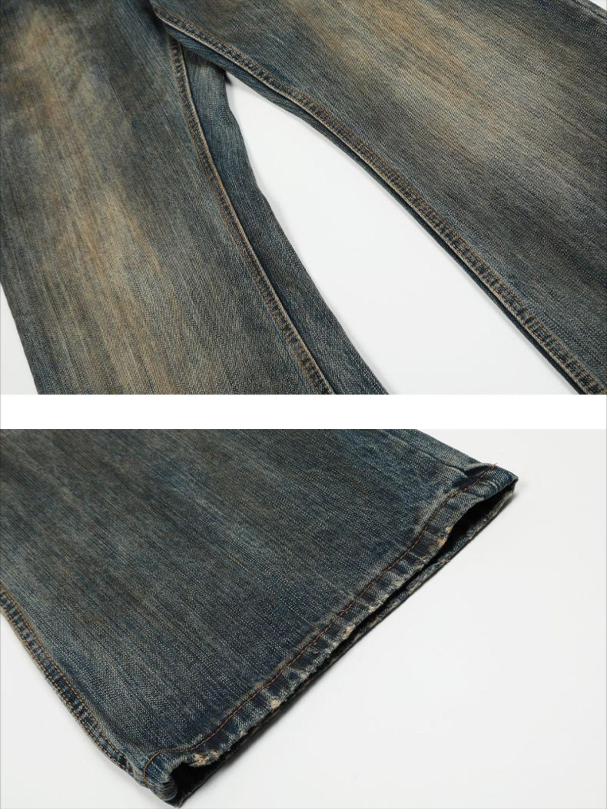 Bamboo Texture Flared Jeans
