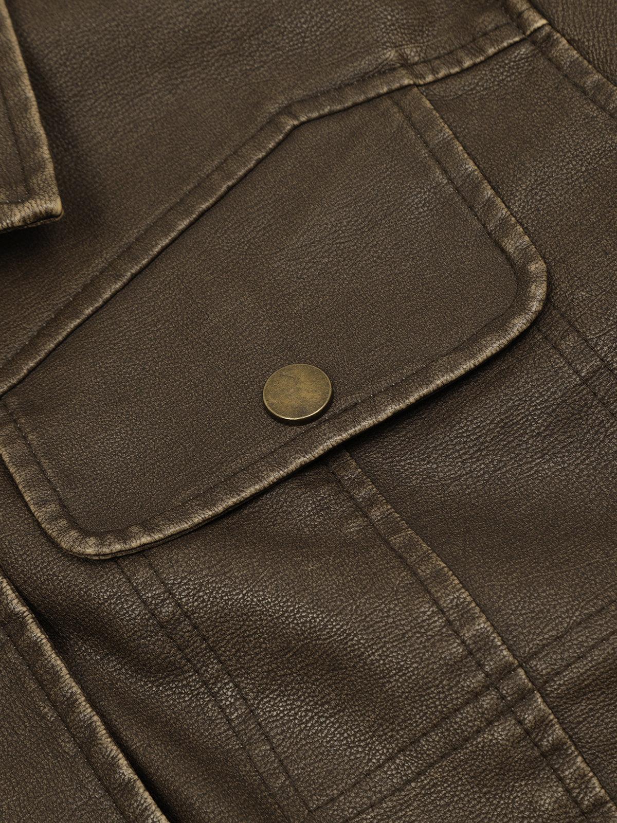 Basic Pocket Faux Leather Jacket