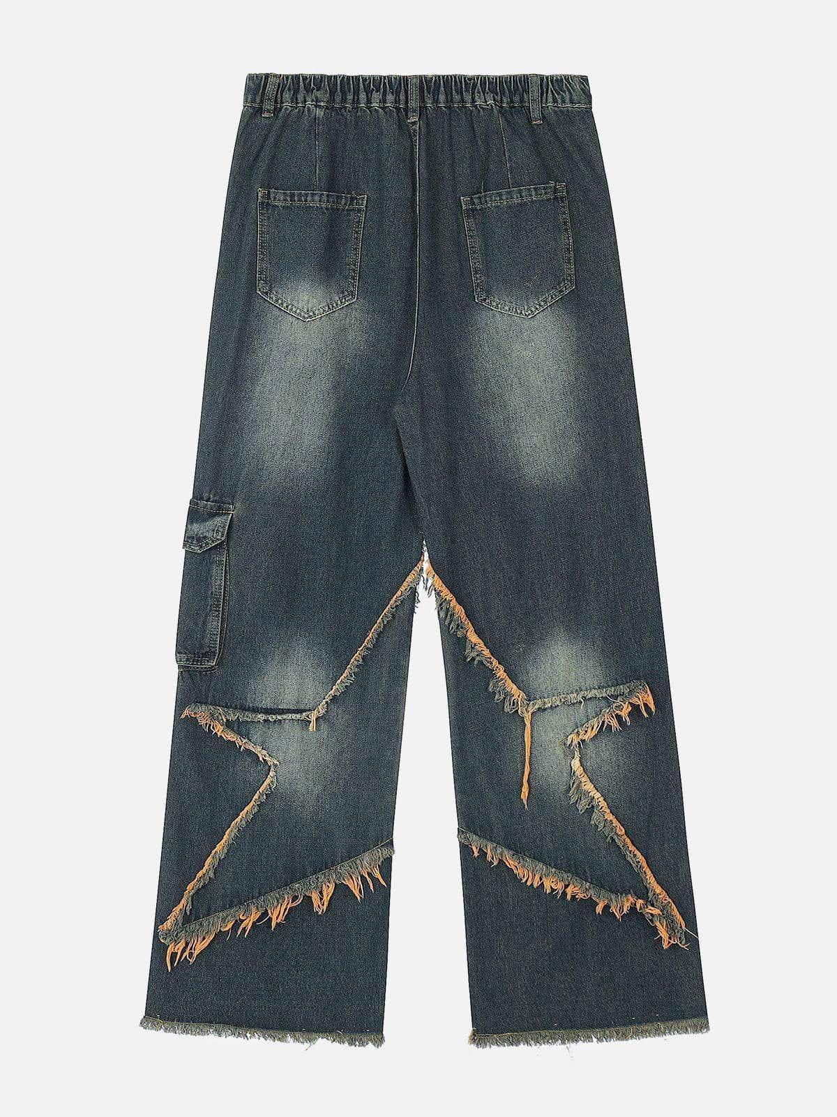 Basic Star Fringe Loose Jeans