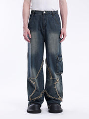 Basic Star Fringe Loose Jeans