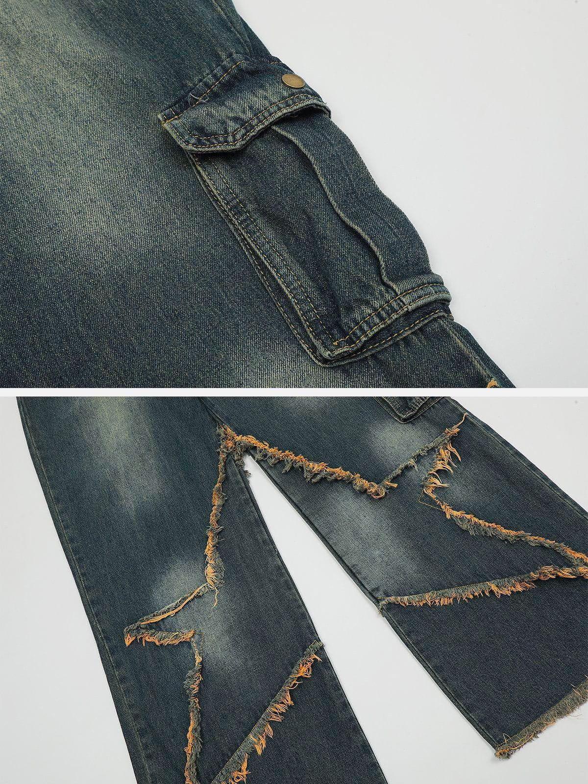 Basic Star Fringe Loose Jeans