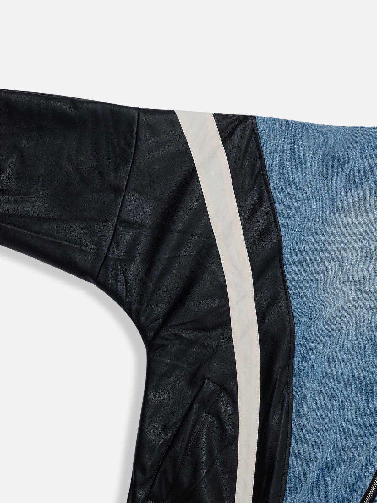 Batwing Sleeves Faux Leather Jacket