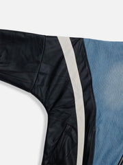 Batwing Sleeves Faux Leather Jacket