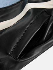 Batwing Sleeves Faux Leather Jacket