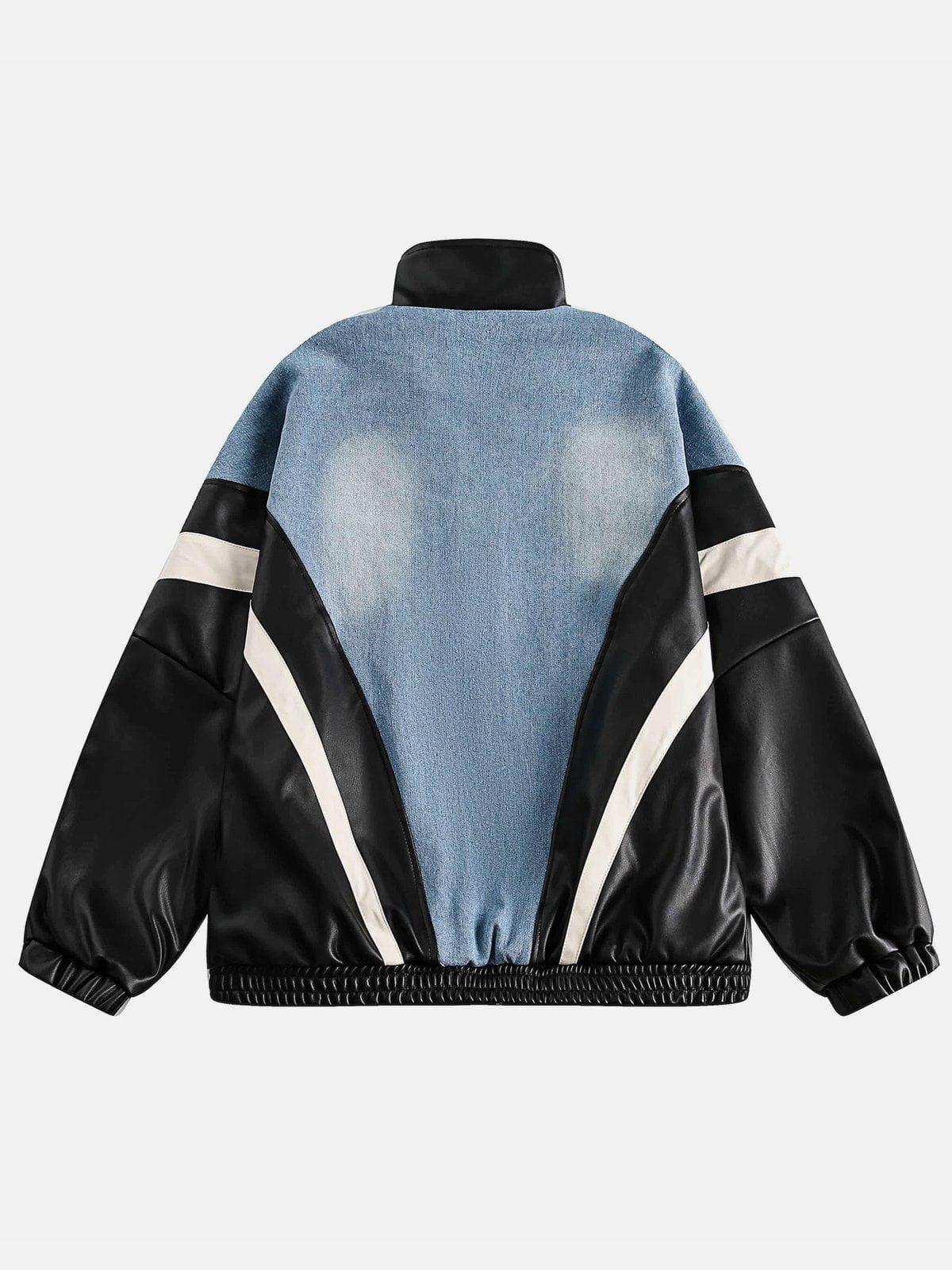 Batwing Sleeves Faux Leather Jacket