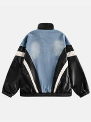Batwing Sleeves Faux Leather Jacket