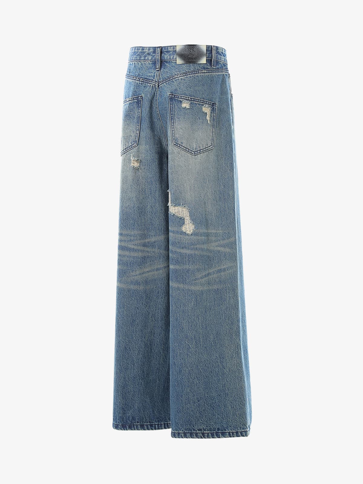 Vintage Distressed Draped Baggy Jeans