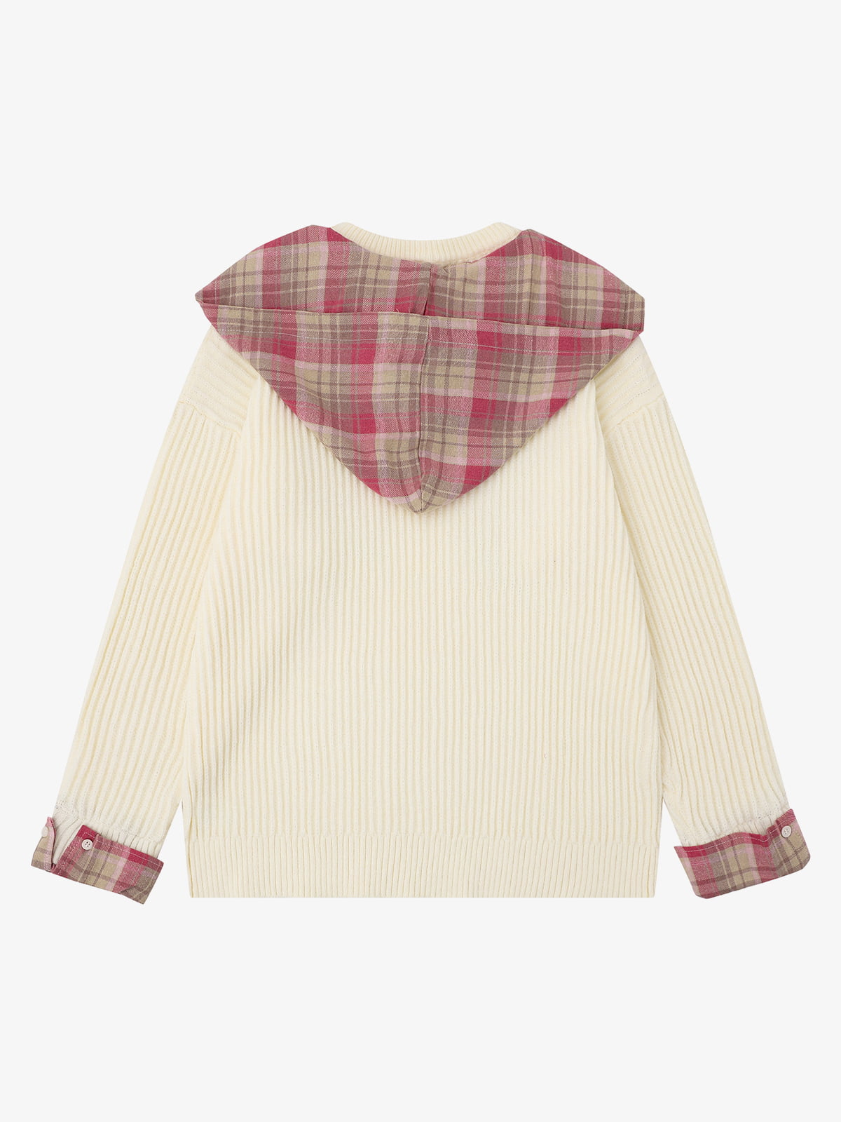 Plaid Scarf Patchwork Contrast Knit Sweater