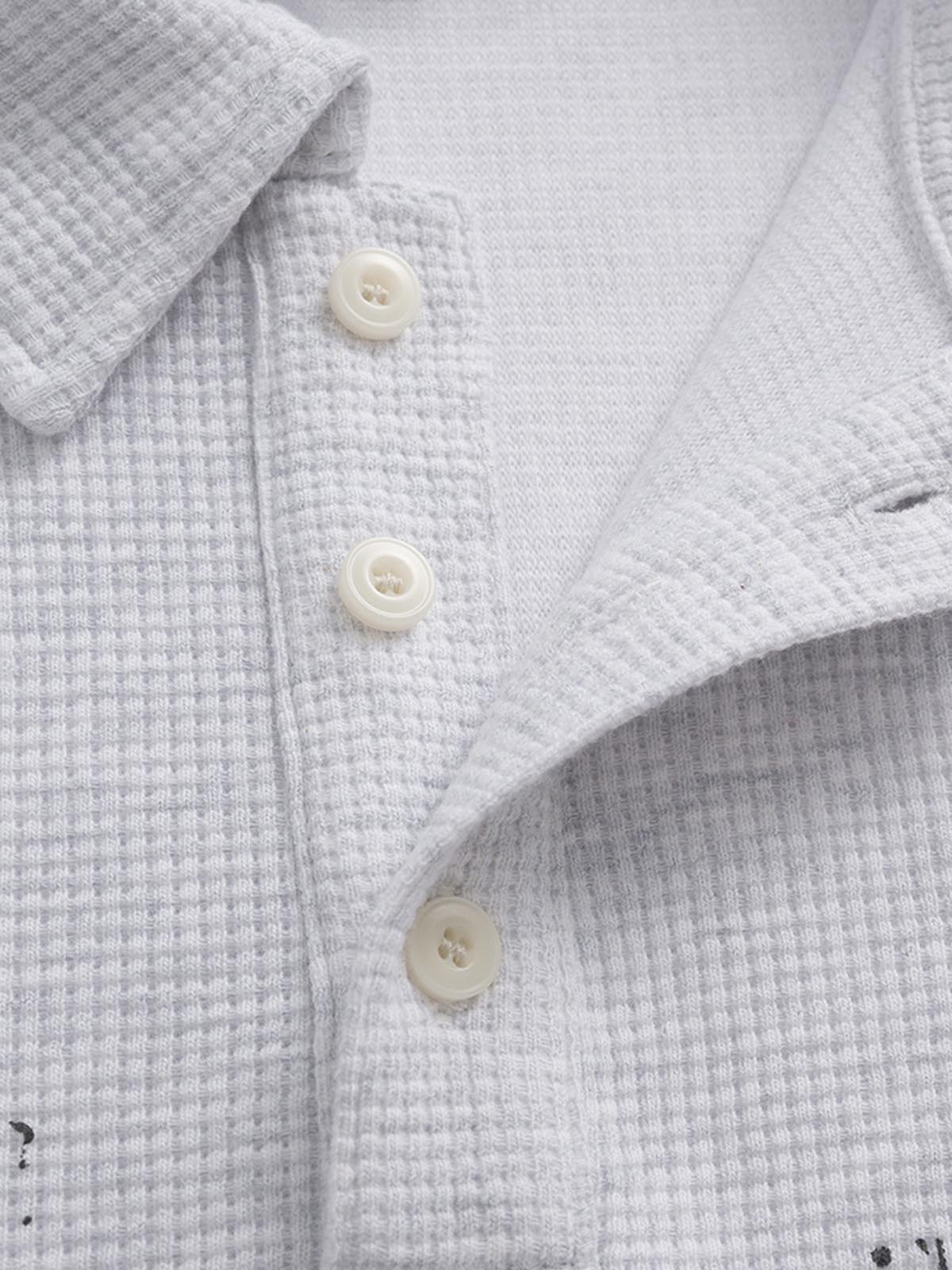 Jersey Waffle Faux Two-Piece Lapel Collar Striped Sweatshirt