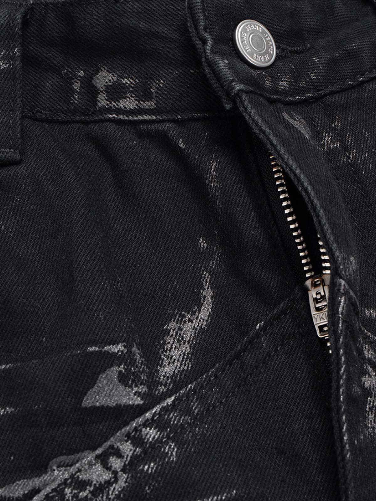 Heavily Washed Star Diamond Flared Jeans