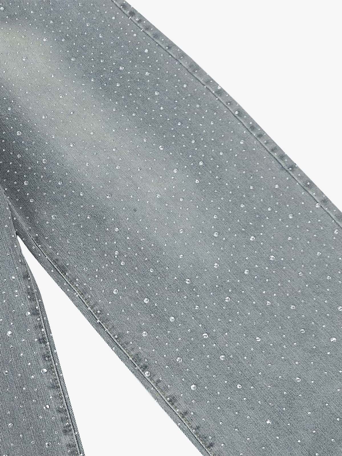Street Denim Rhinestone-Embellished Baggy Jeans
