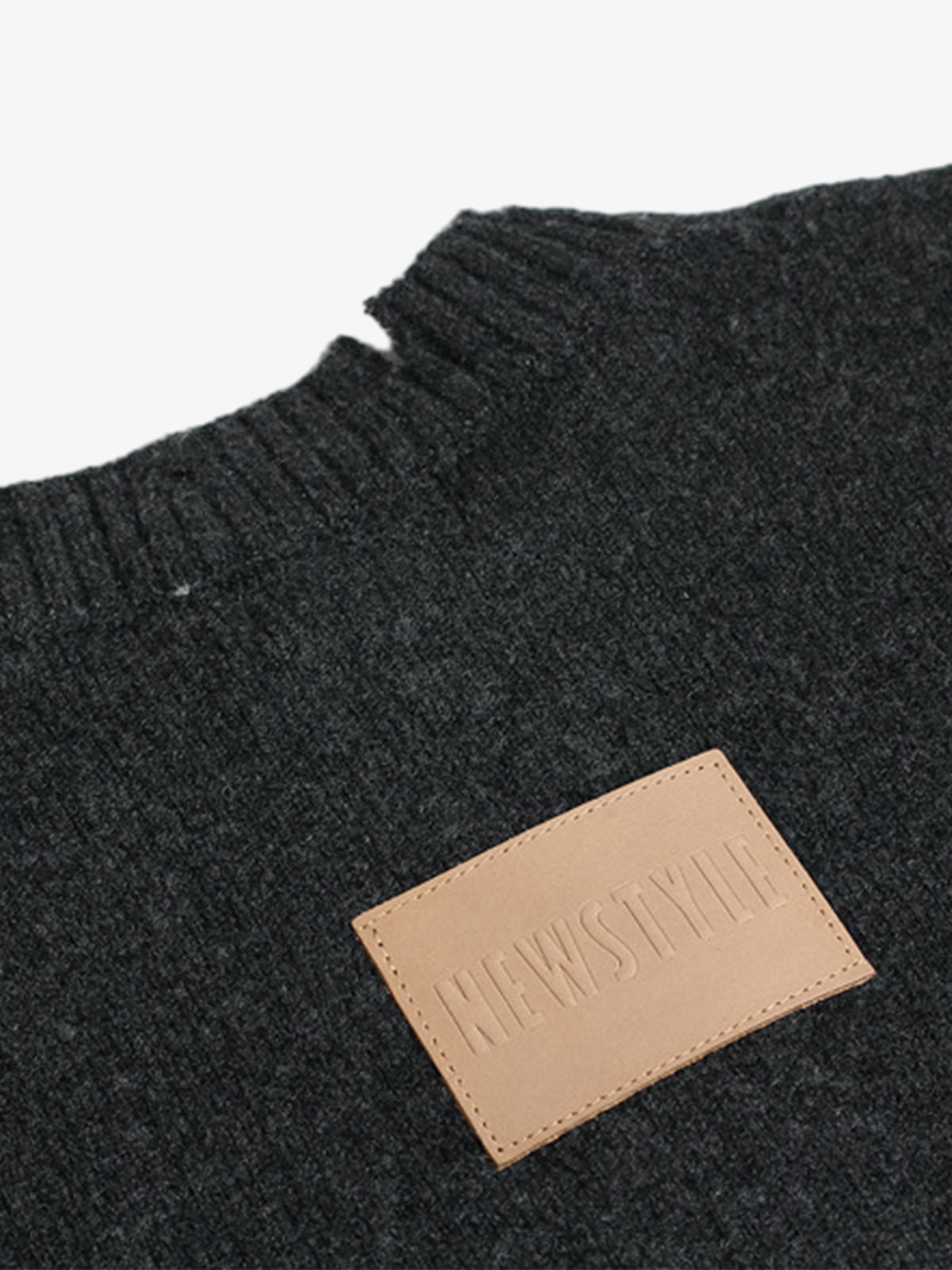 Vintage Knitted Distressed Raw Hem Half Zip Pullover Sweater