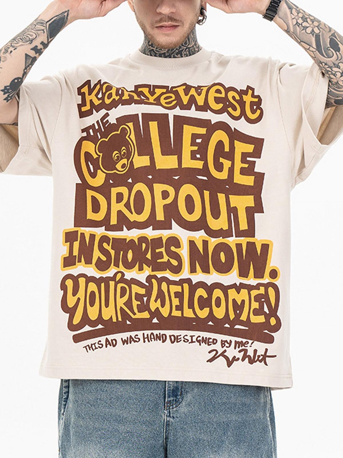 Bear Letter Print Hip Hop Short Sleeve T-Shirt