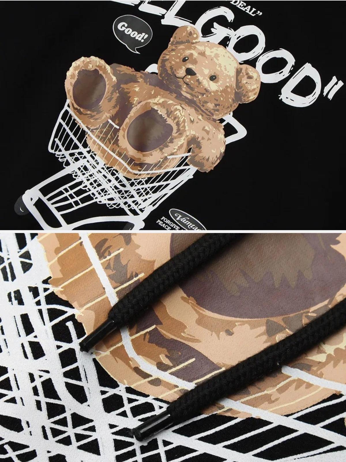 Bear Shopping Cart Print Hoodie