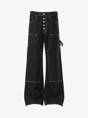 Vintage Button Fly Stitch Detail Baggy Jeans