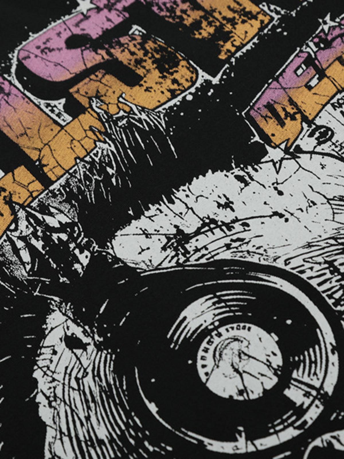 Black Graphic Crew Neck T-Shirt