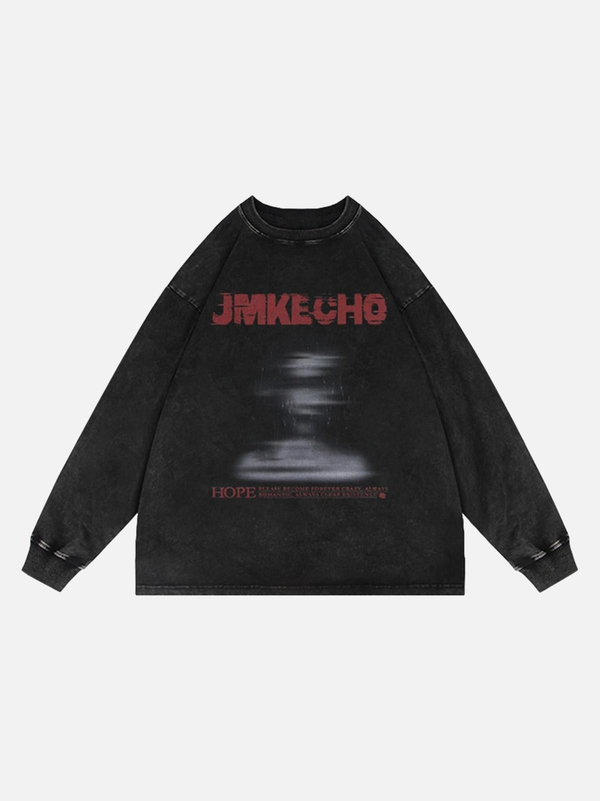 Blurred Silhouette Print Long Sleeve T-Shirt