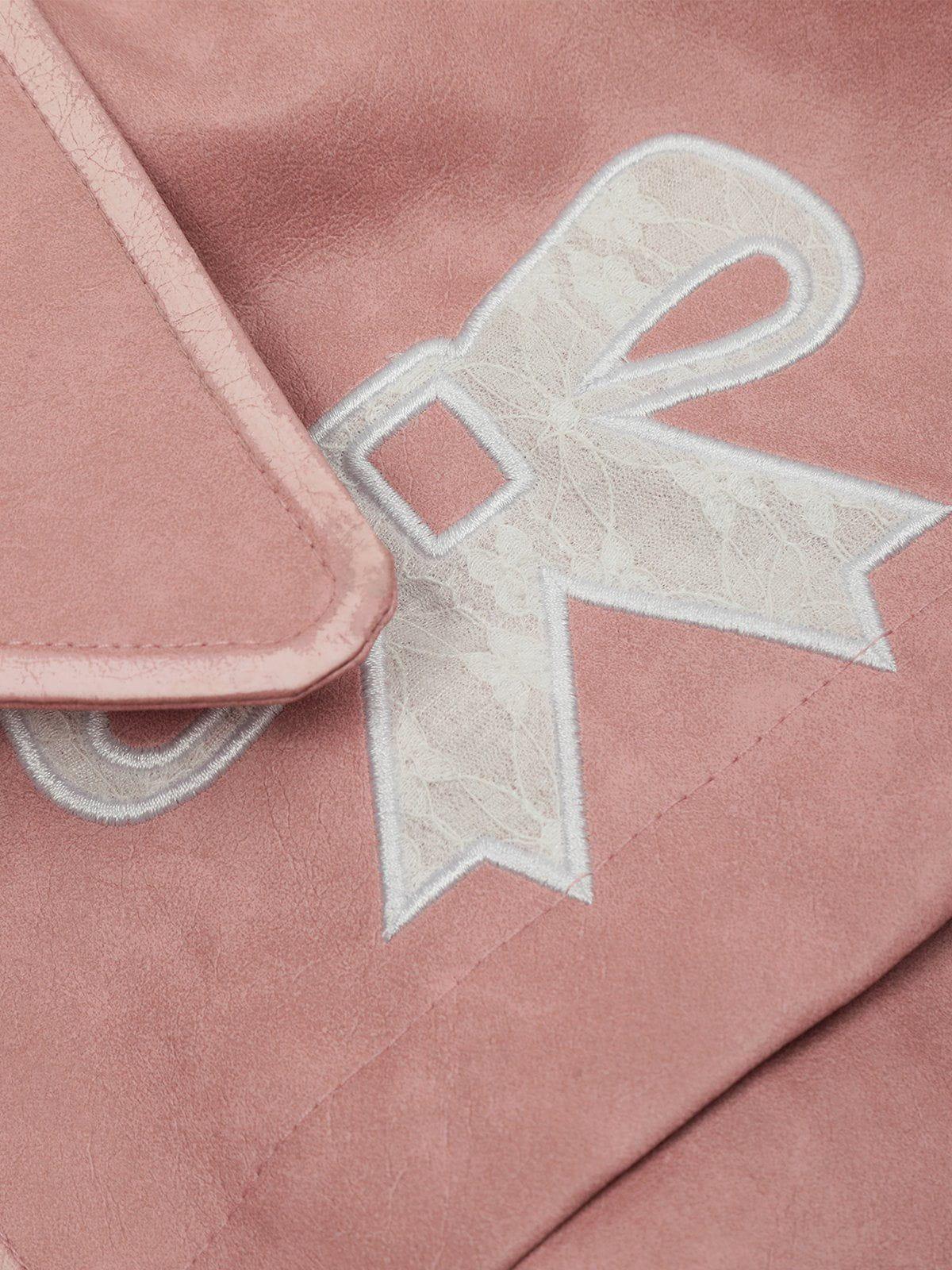 Bow Cropped Faux Leather Jacket