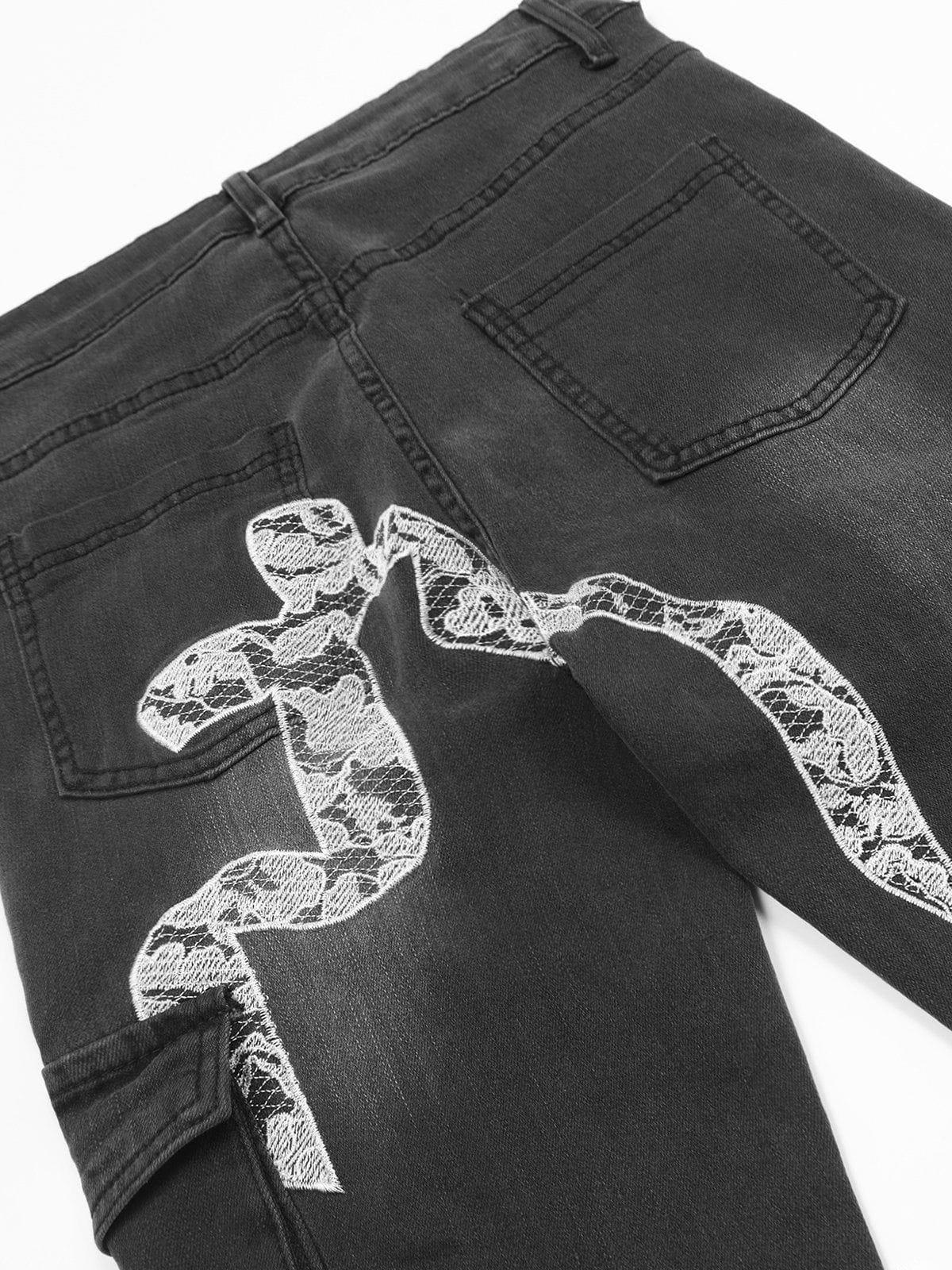 Bow Multi Pocket Washed Jeans