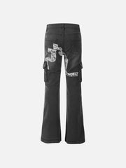 Bow Multi Pocket Washed Jeans