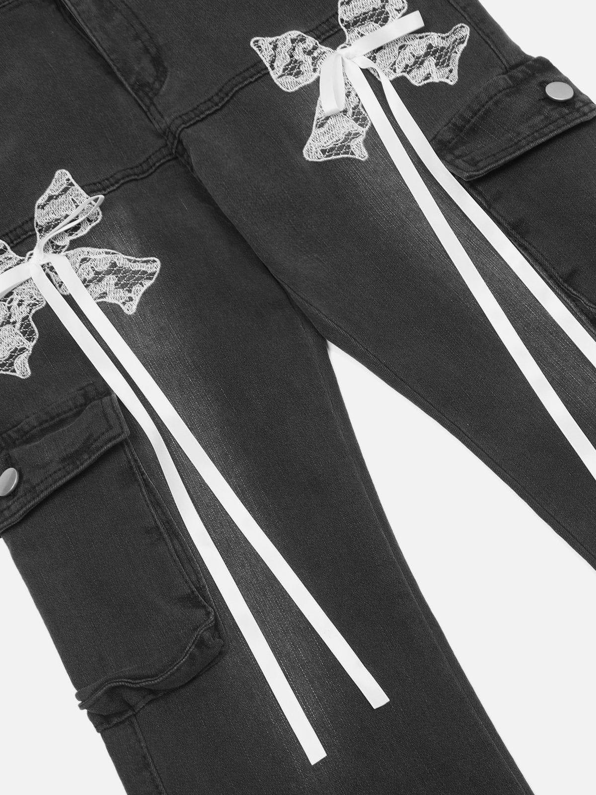 Bow Multi Pocket Washed Jeans
