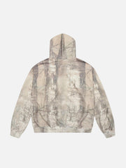 Branch Pattern Letter Print Hoodie
