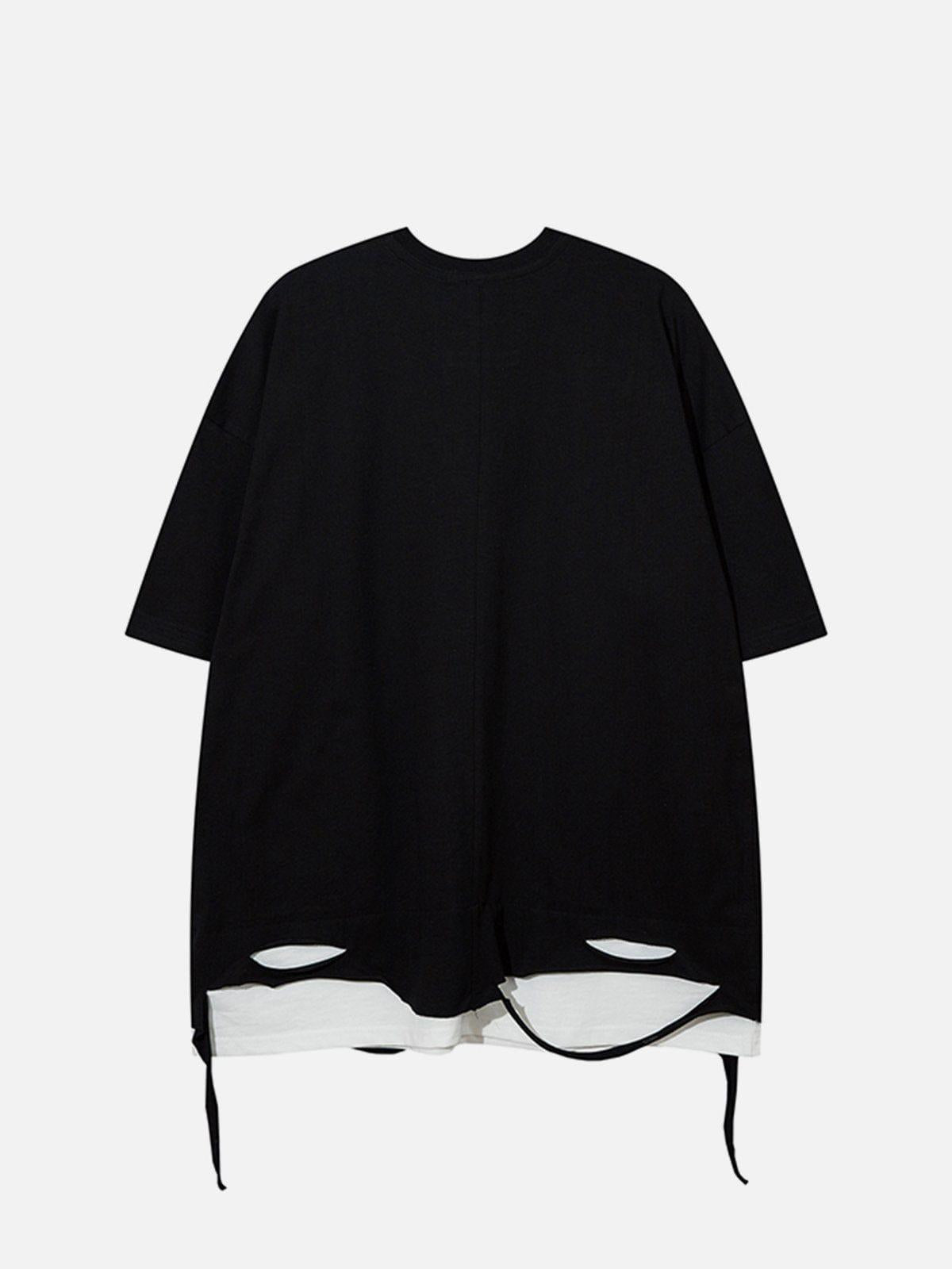 Broken Hole Fake Two Pieces Tee