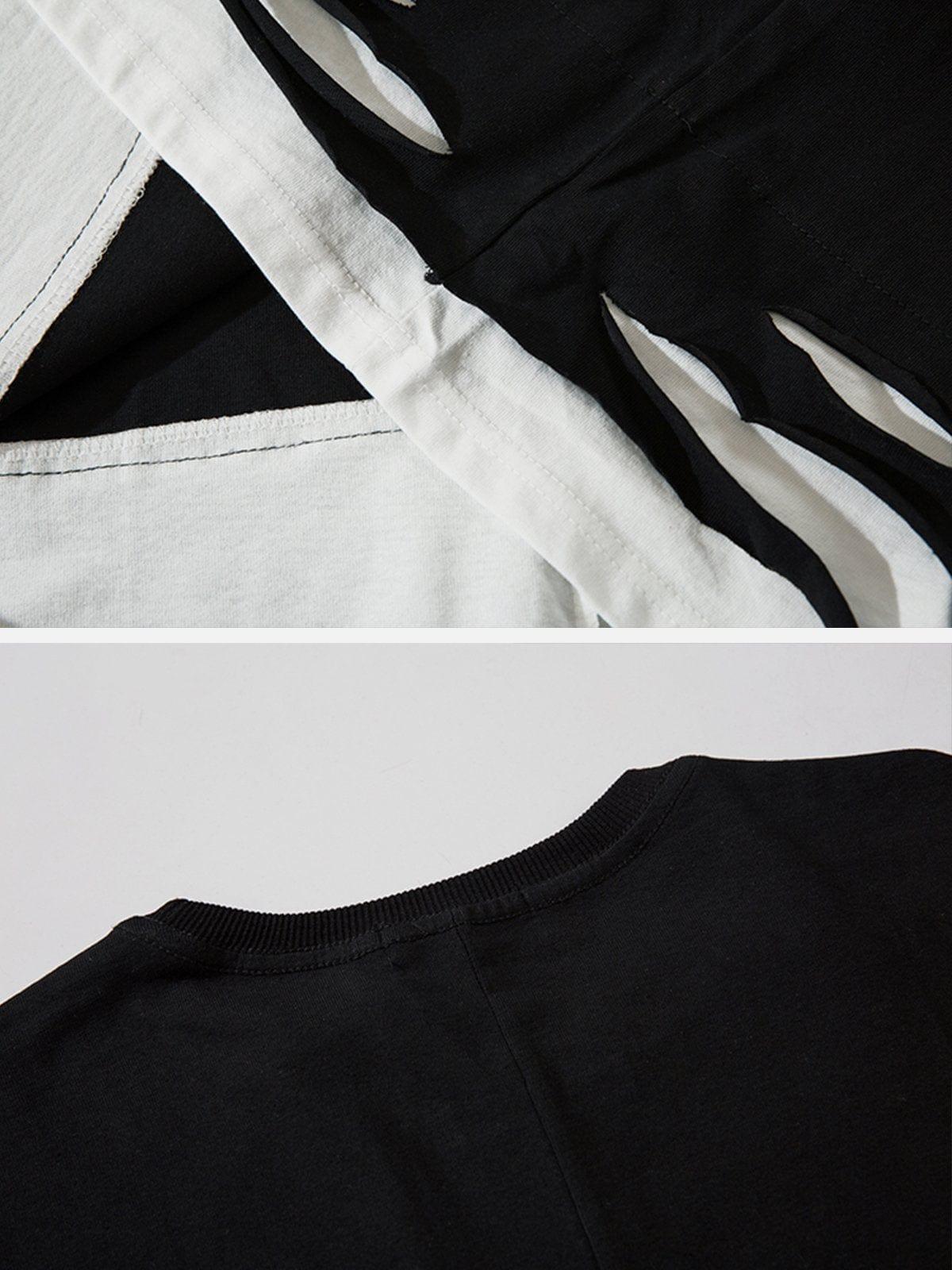 Broken Hole Fake Two Pieces Tee