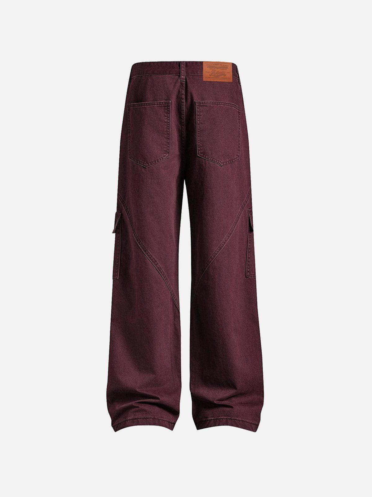 Burgundy Multi Pocket Jeans
