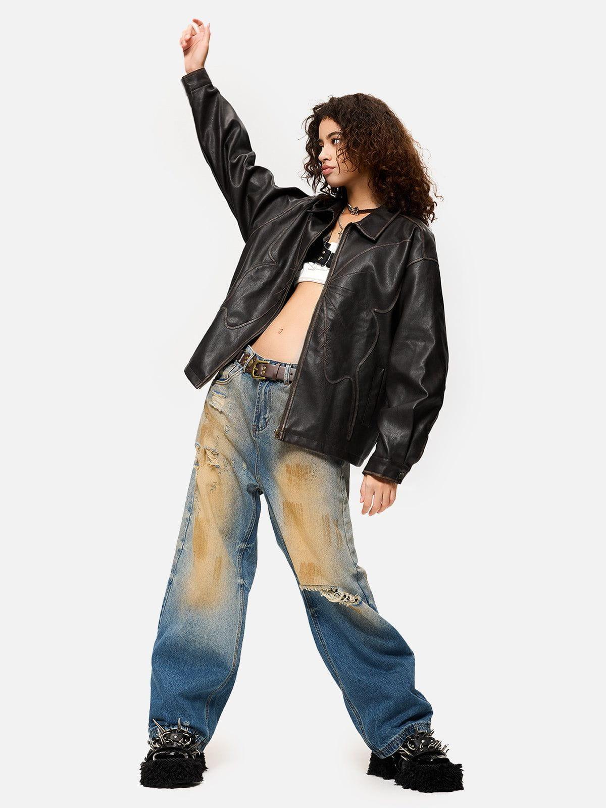 Butterfly Faux Leather Jacket