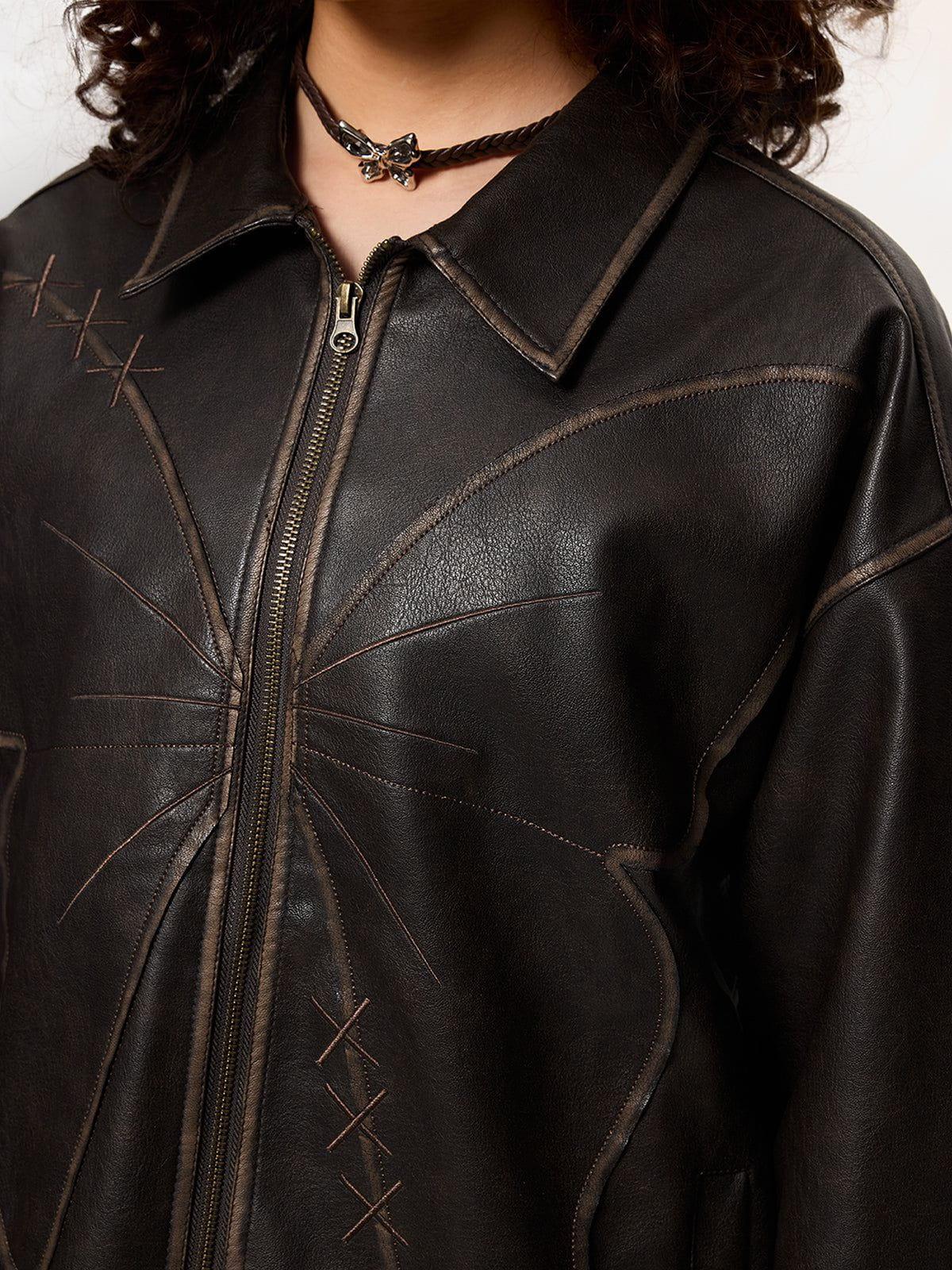 Butterfly Faux Leather Jacket