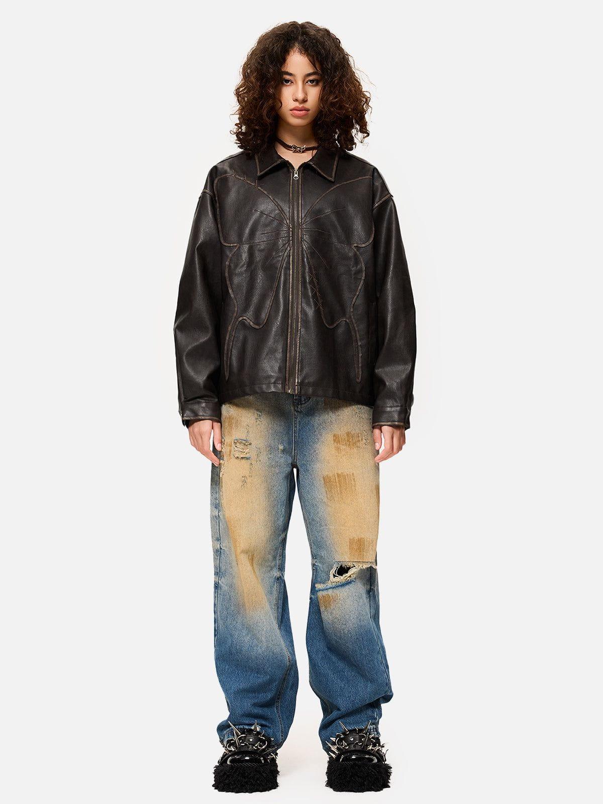 Butterfly Faux Leather Jacket