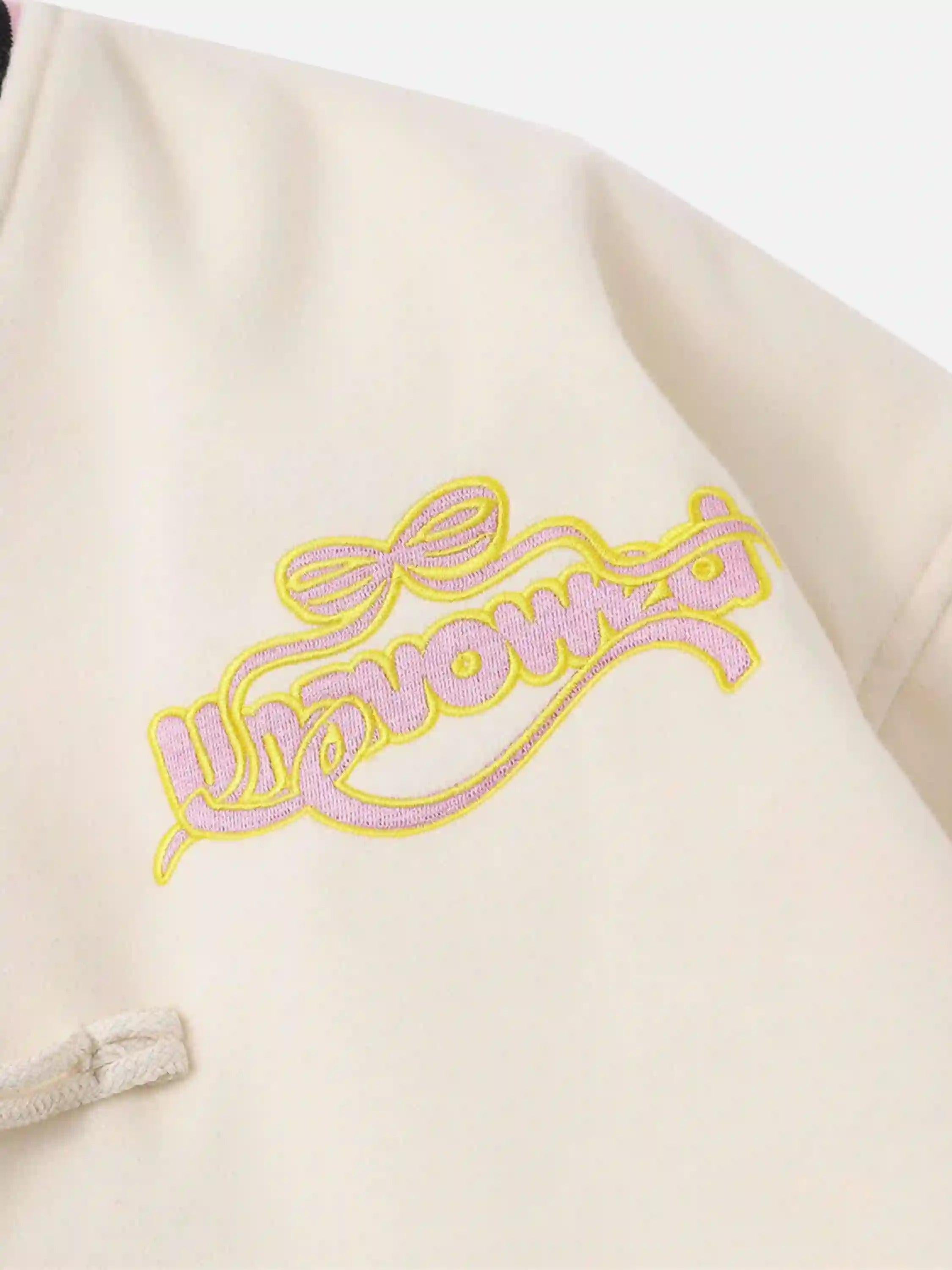 Buttoned Star Embroidered Baseball Jacket