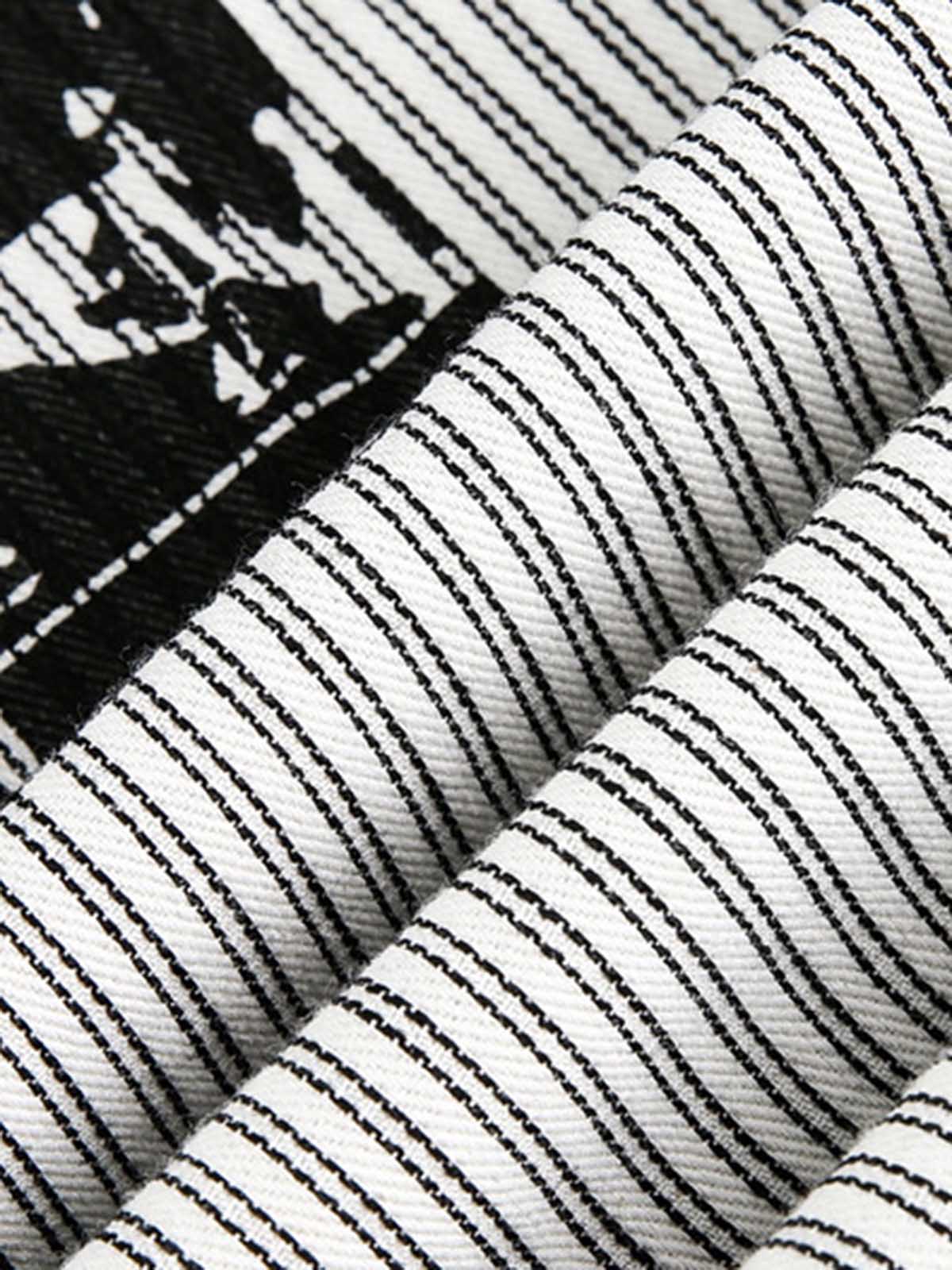 Street Dark Print Striped Long Sleeve Shirt