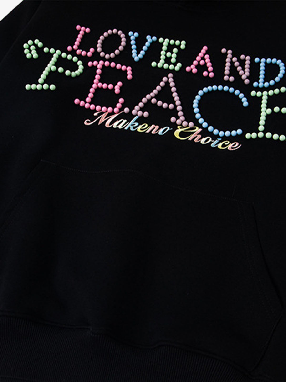 Colorful Beaded Letter Pattern Hoodie