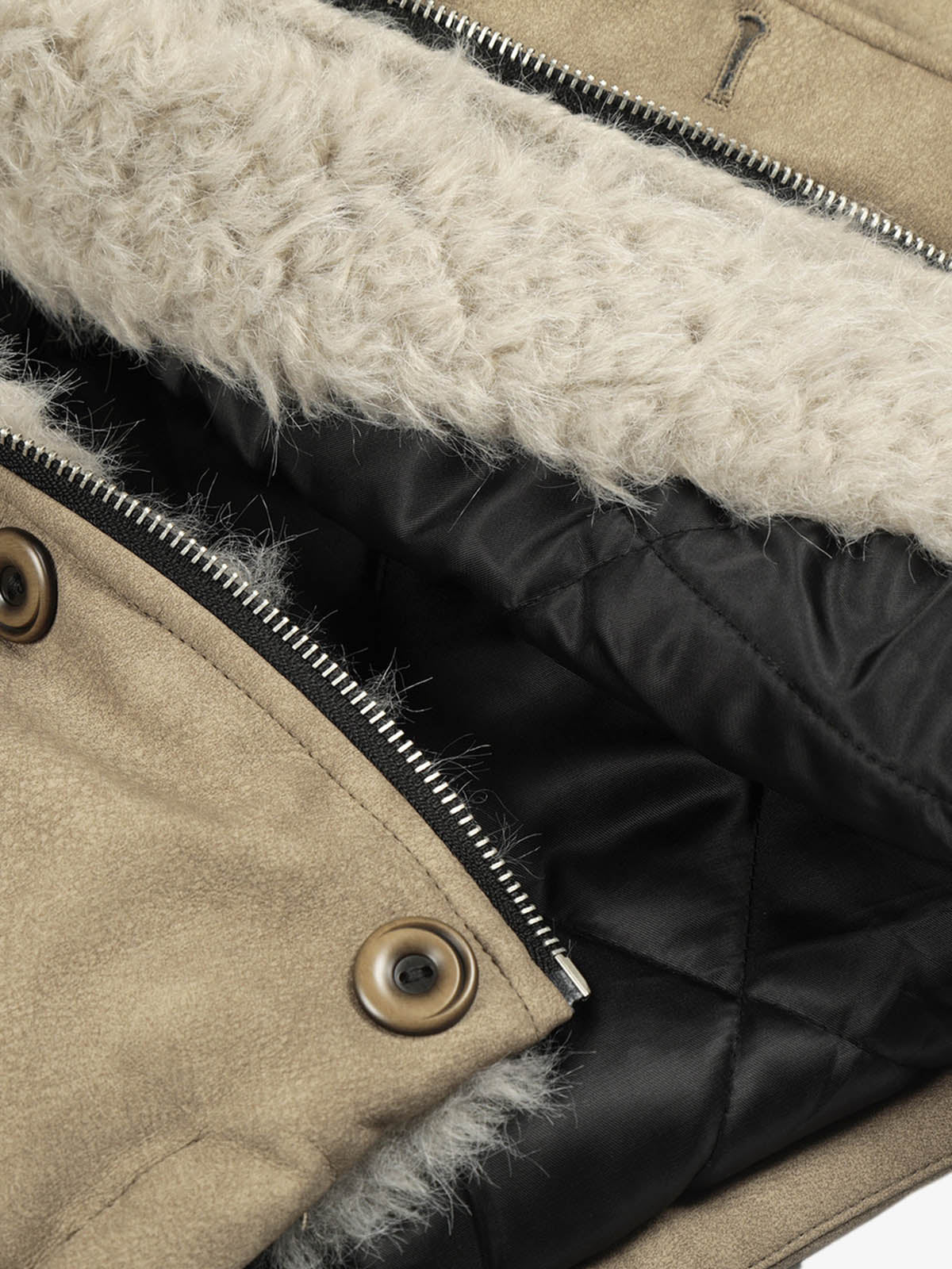 Vintage Fur Collar PU Leather Badge Embroidery Work Jacket