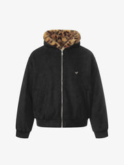 Tiger Print With Ears Hooded Fur Jacket