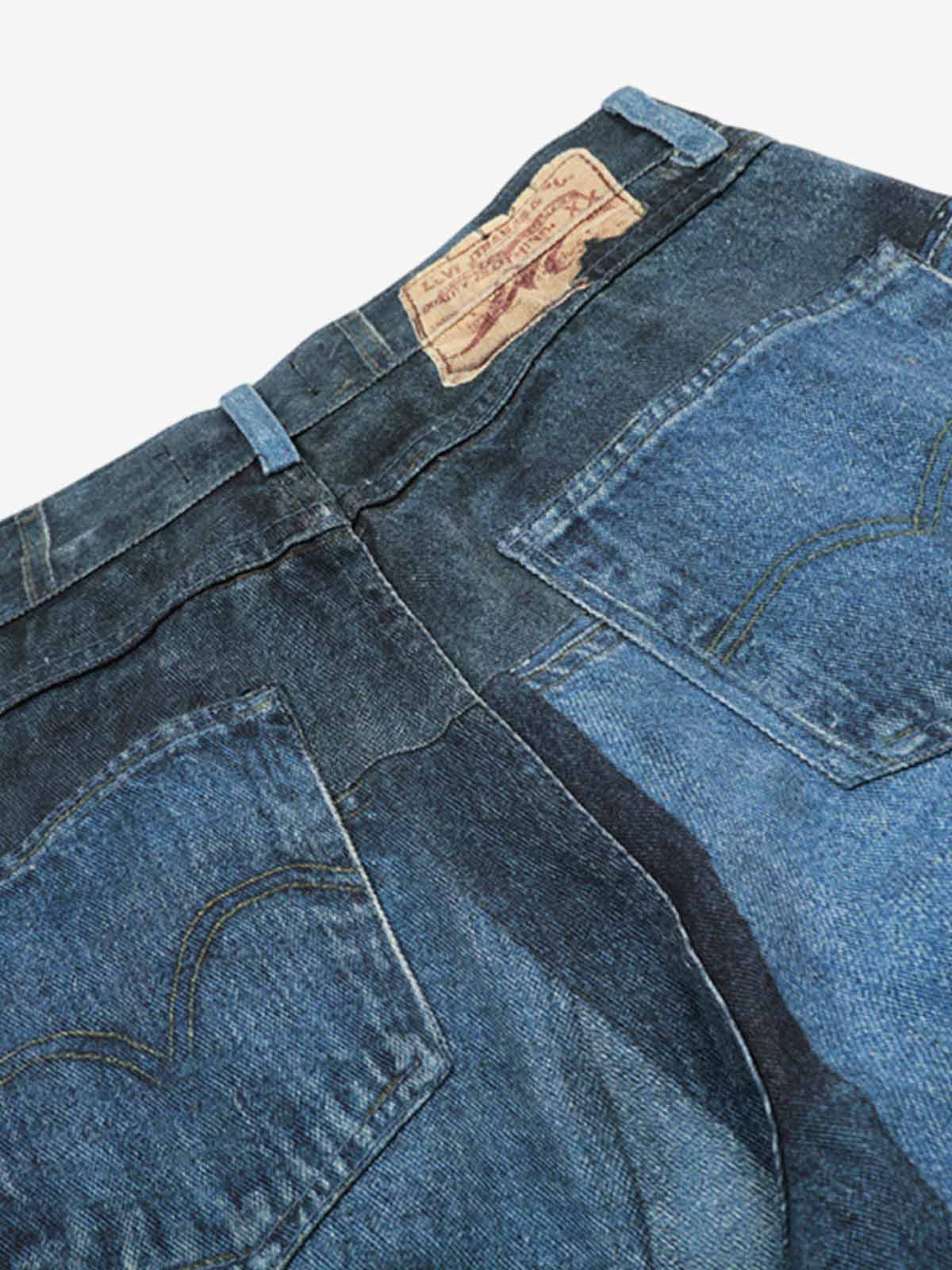 Vintage Patchwork Ripped Barrel Jeans