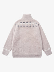 Street Graffiti Heart Pattern Knitted Cardigan Sweater