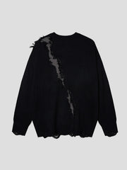 Vintage Street Distressed Ripped Knit Sweater
