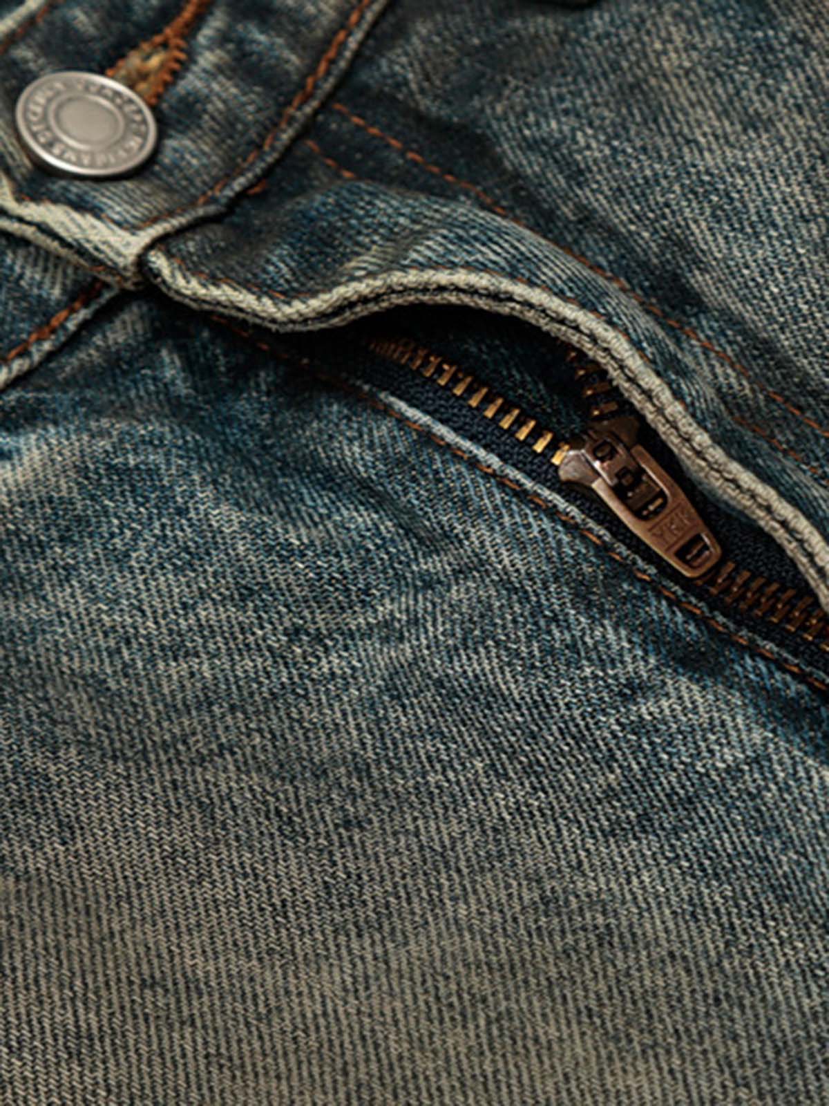 Vintage Mud-Dyed Distressed Barrel Jeans