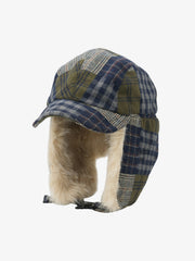 Vintage Plaid Patchwork Fleece Lined Trapper Hat