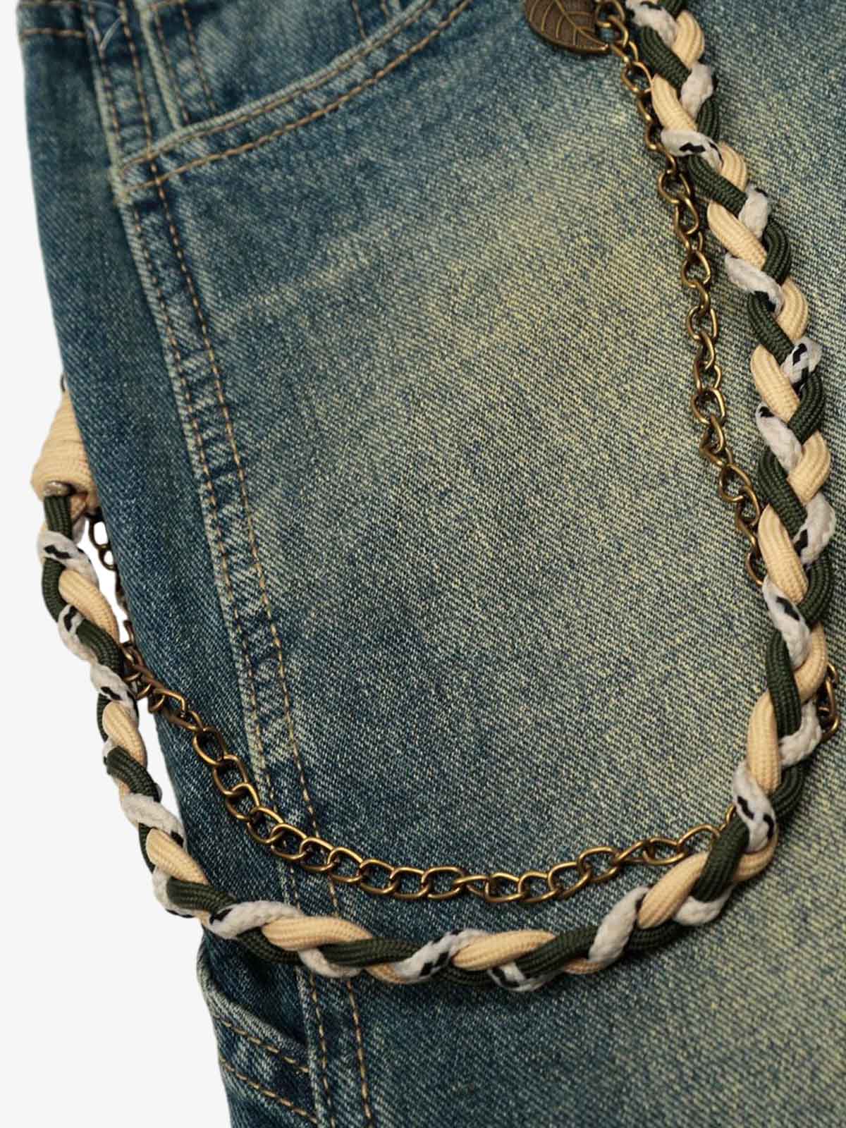 Vintage Inkjet Dirty Dye Washed Scimitar Distressed Jeans
