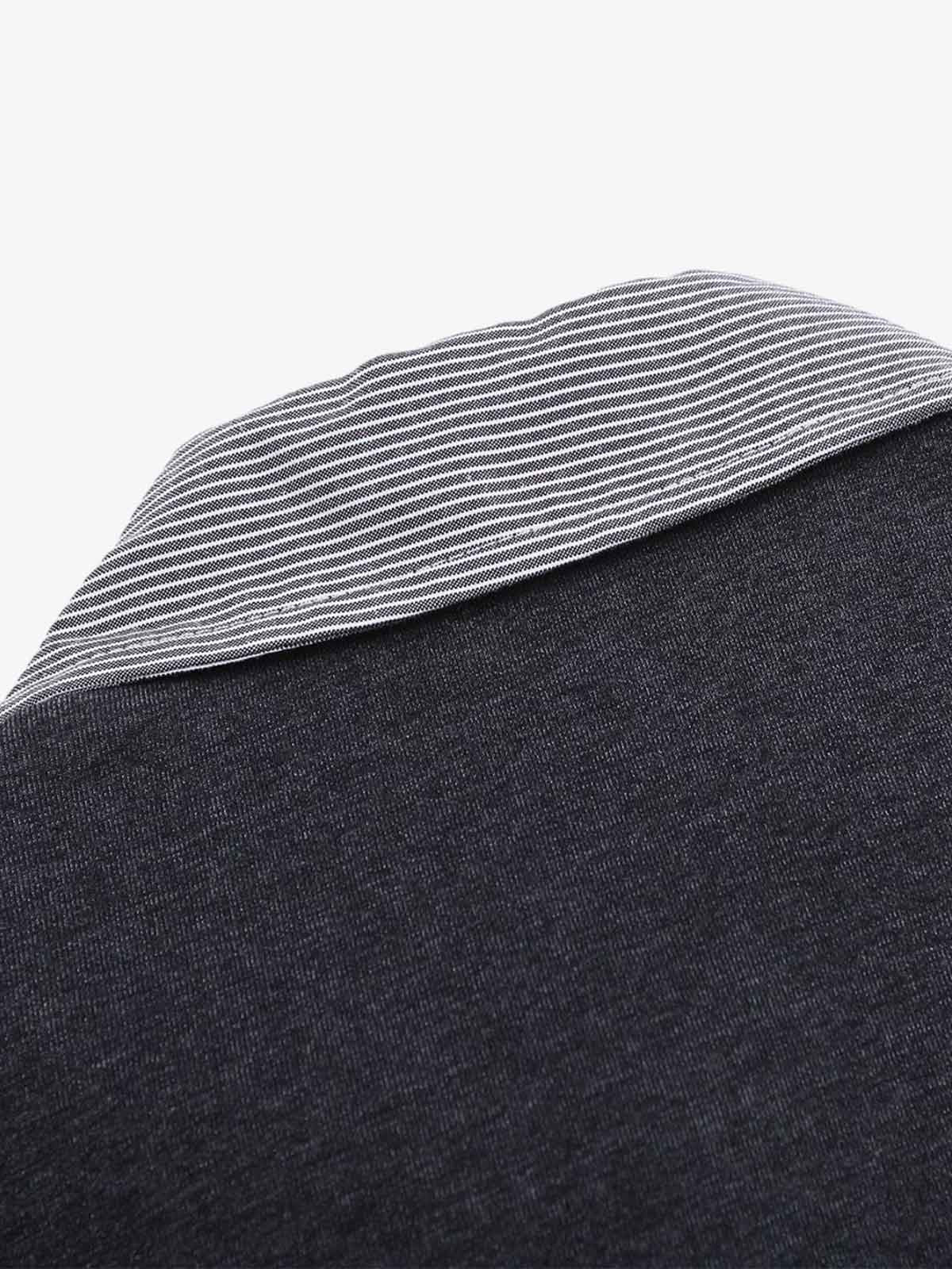 Retro Deconstructed Patchwork Striped Lapel T-Shirt