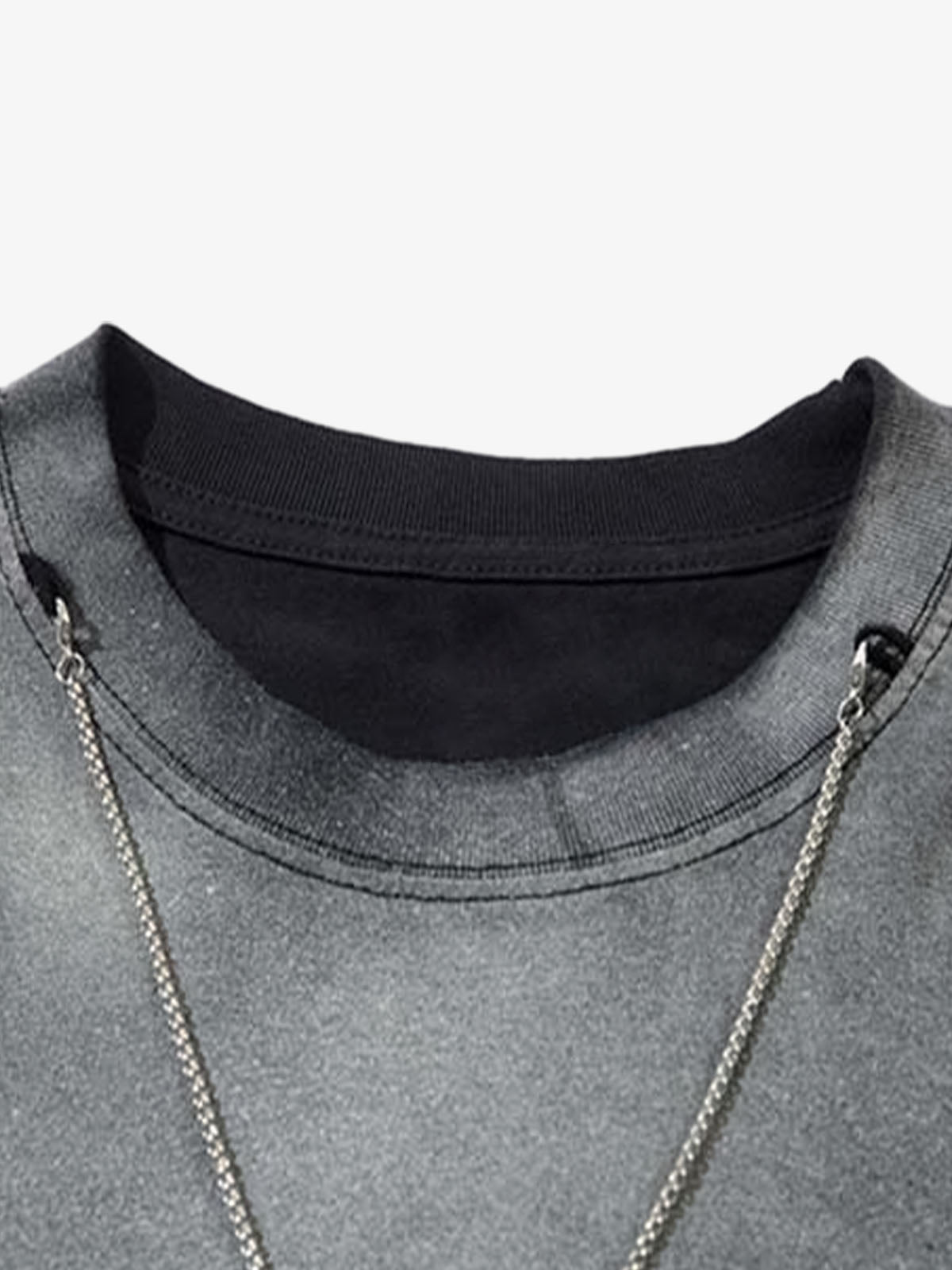 Gradient Hole Contrast Color Long Sleeve T-Shirt