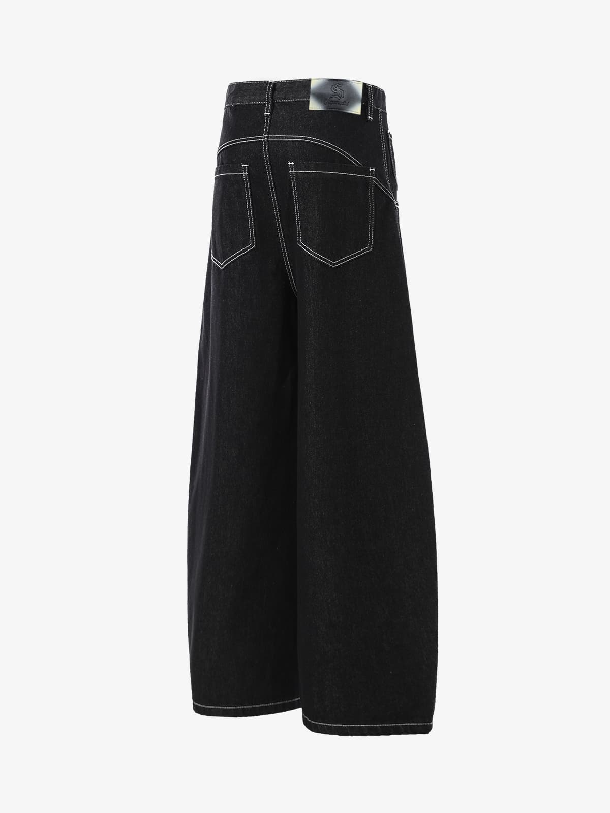 Vintage Contrast Stitch Button-Up Scimitar Jeans