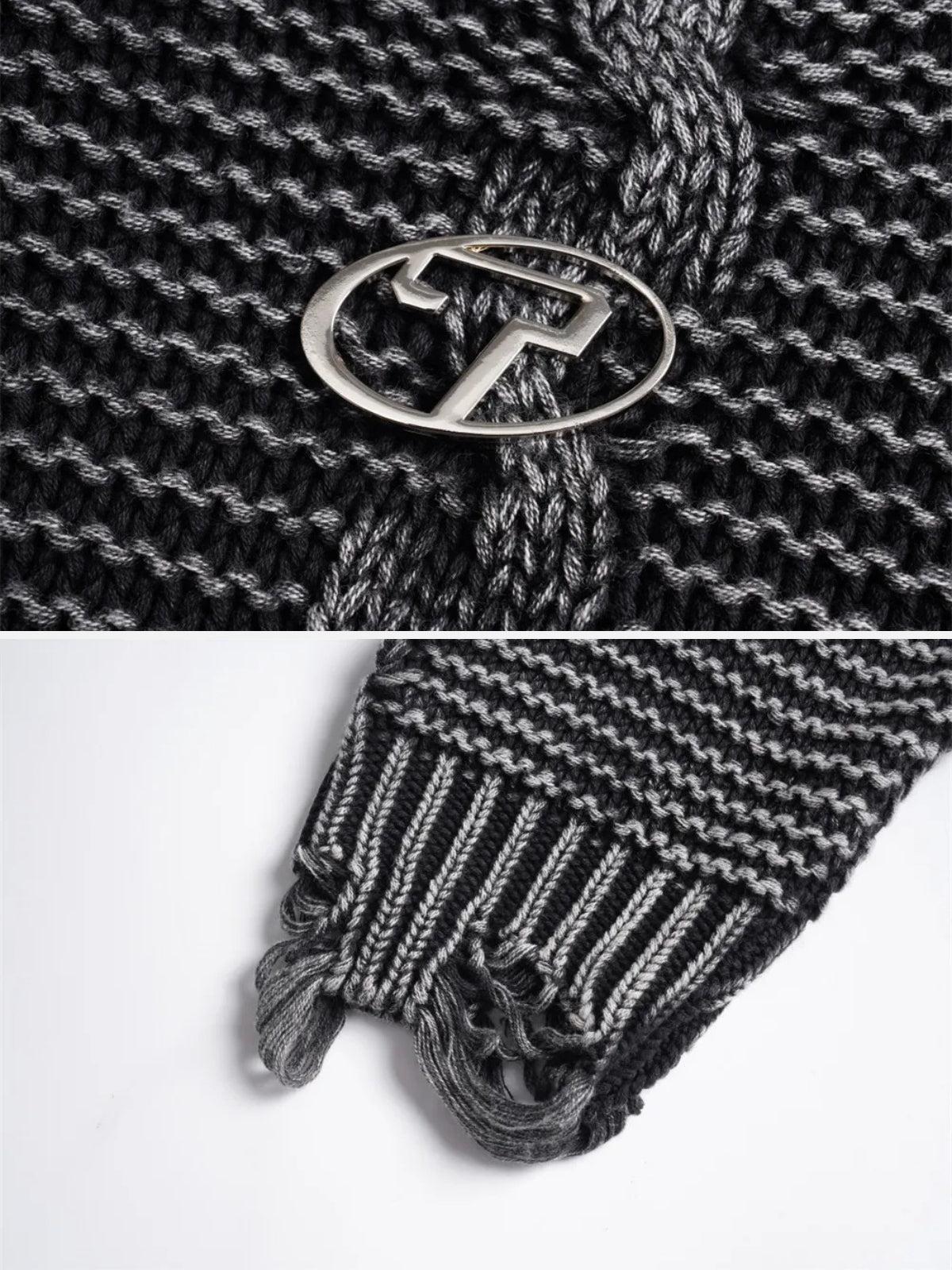 Cable Knit Ripped Sweater
