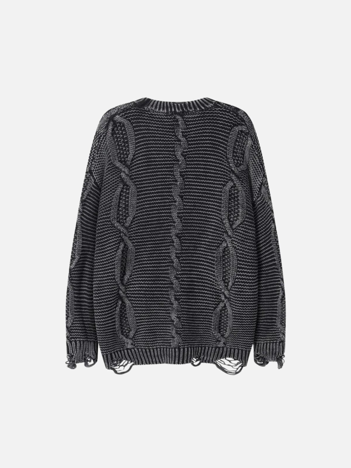 Cable Knit Ripped Sweater