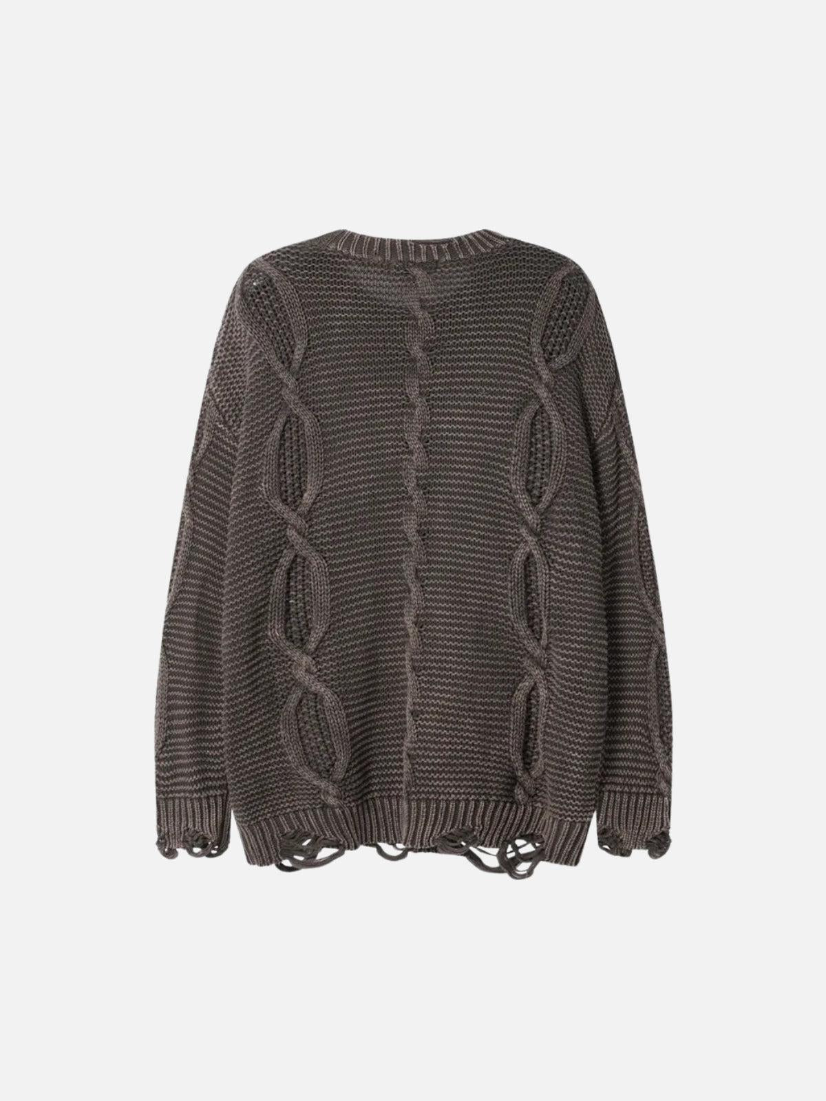 Cable Knit Ripped Sweater