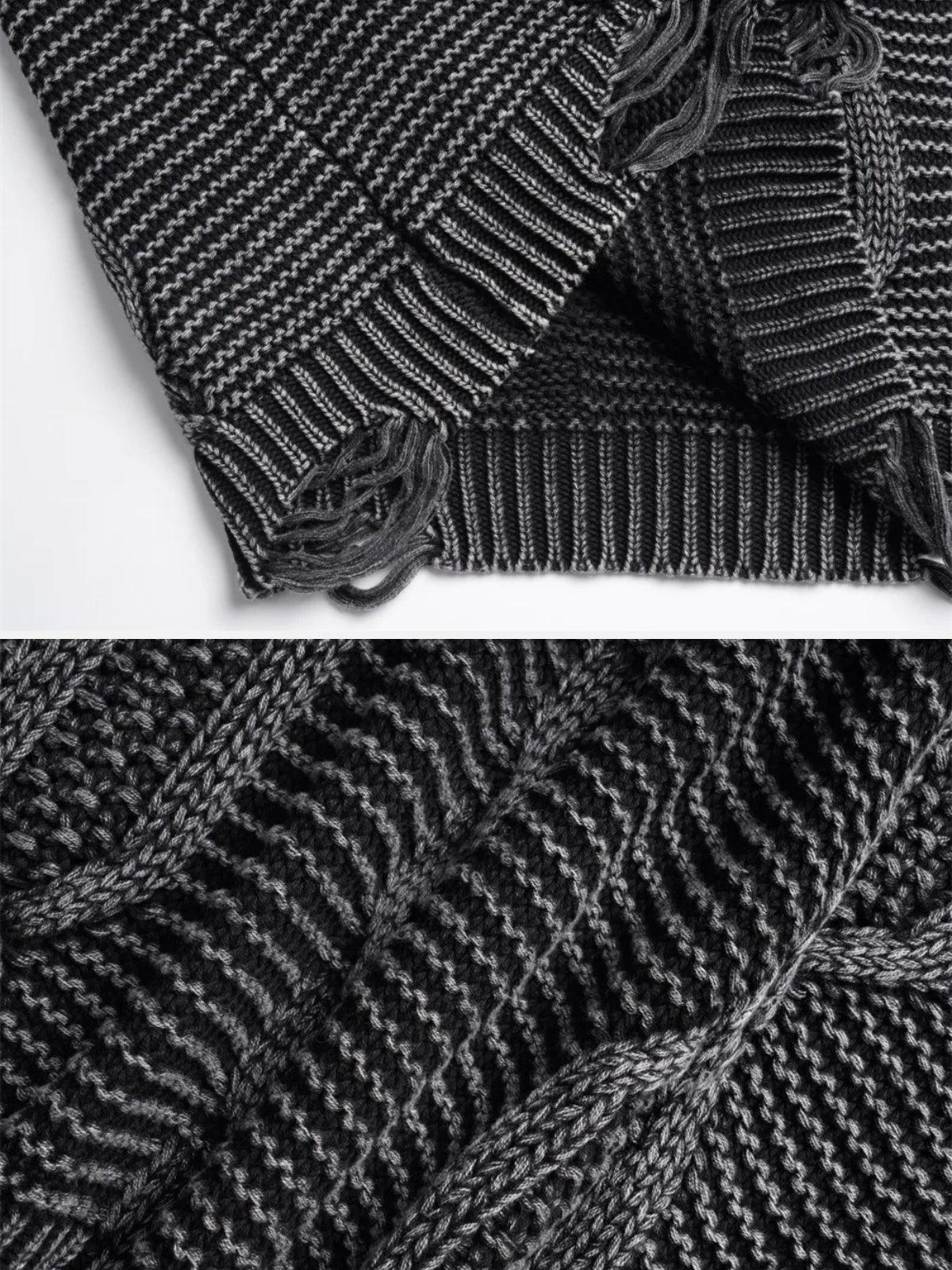 Cable Knit Ripped Sweater